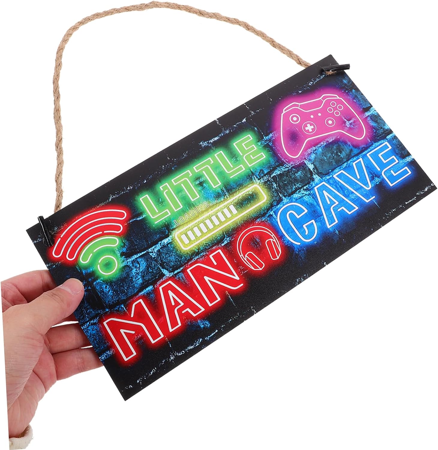 Neon Gaming Wooden Door Sign for Boys Bedroom Wall Art image 3