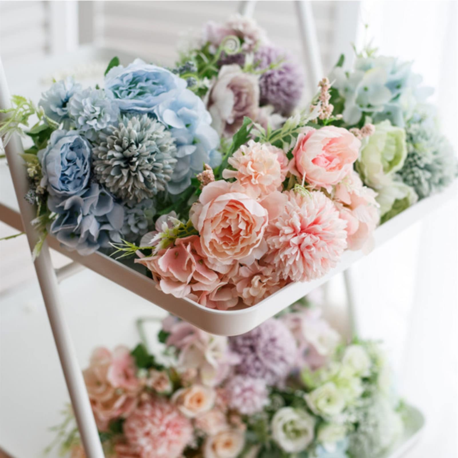 Abaodam Vintage Zijden Pioenrozen Kunstbloem Stuks Set Bruiloftsbloemdecoratieboeket voor Thuisfeestdecoraties