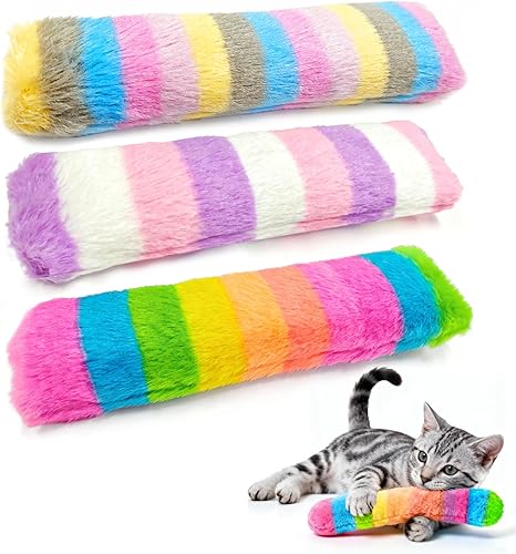Kerros Paquete de 3 almohadas de juguetes para gatos, juguete suave para gatos con hierba gatera en el interior, juguetes interactivos para gatos de