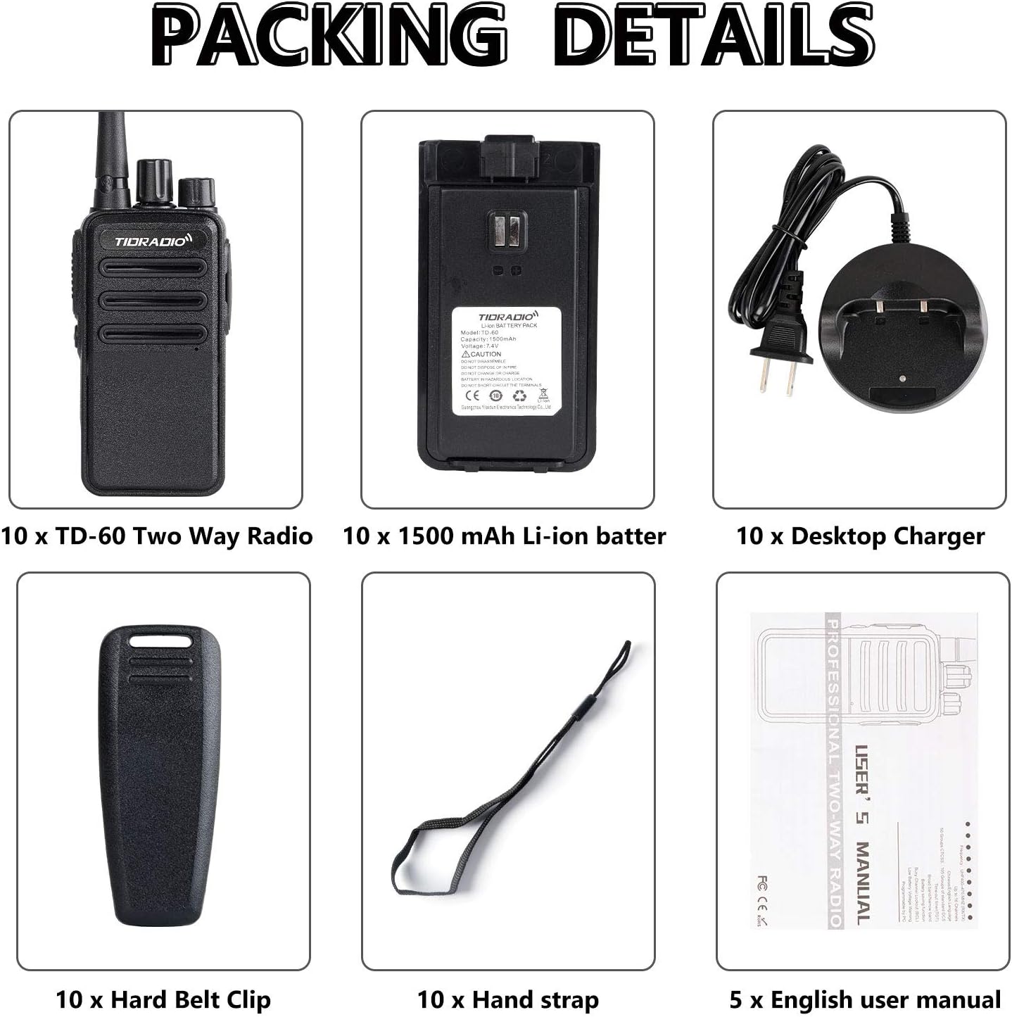 Best Quality 🔥 TIDRADIO TD-60 Two Way Radio 2 Way Radios Walkie Talkies Long Range 16CH 2 Way Radio with Earpiece 10 Pack…