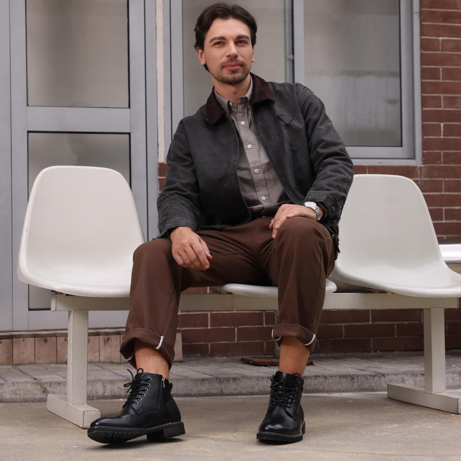 Men's Chukka Ankle Boots Classic Casual Boots for Men with Zipper - Image 2