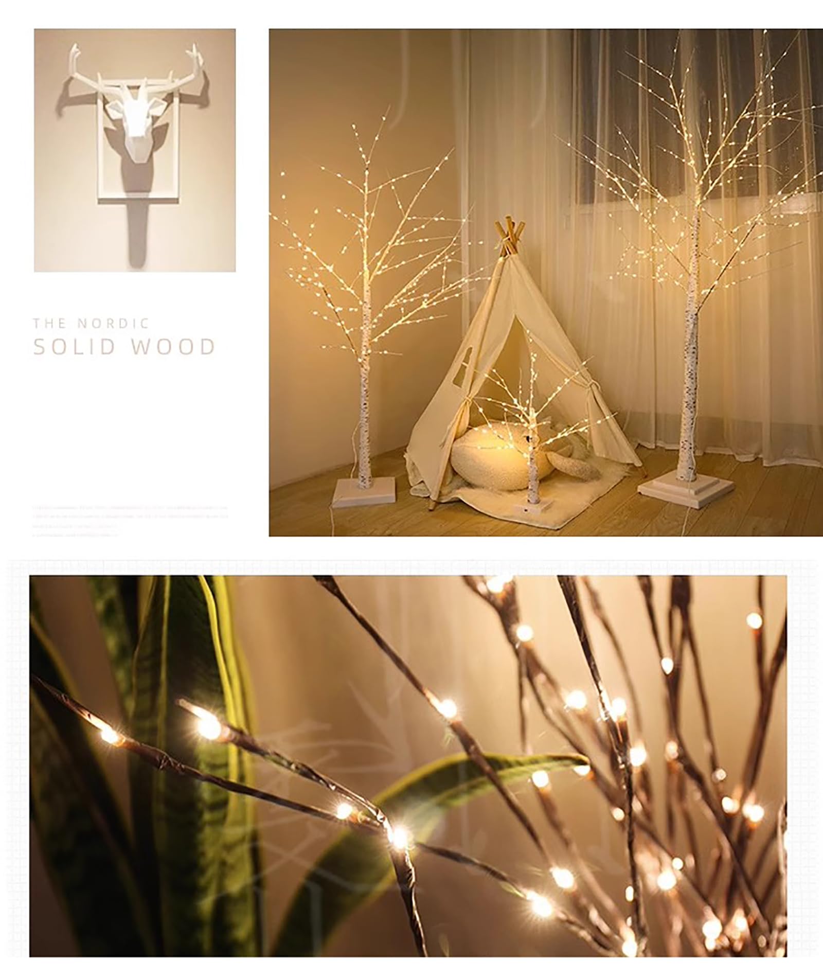 Amazon.co.jp: クリスマスツリー LEDツリー USB式と電池式 飾り物 白樺