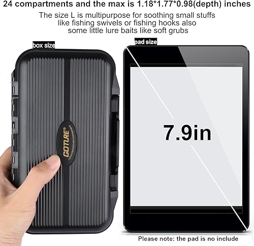 Miniatura 2 de Goture Caja de aparejos pequeña, cajas de señuelos de pesca impermeables, estuche de almacenamiento de cebo de plástico, contenedores de accesorios