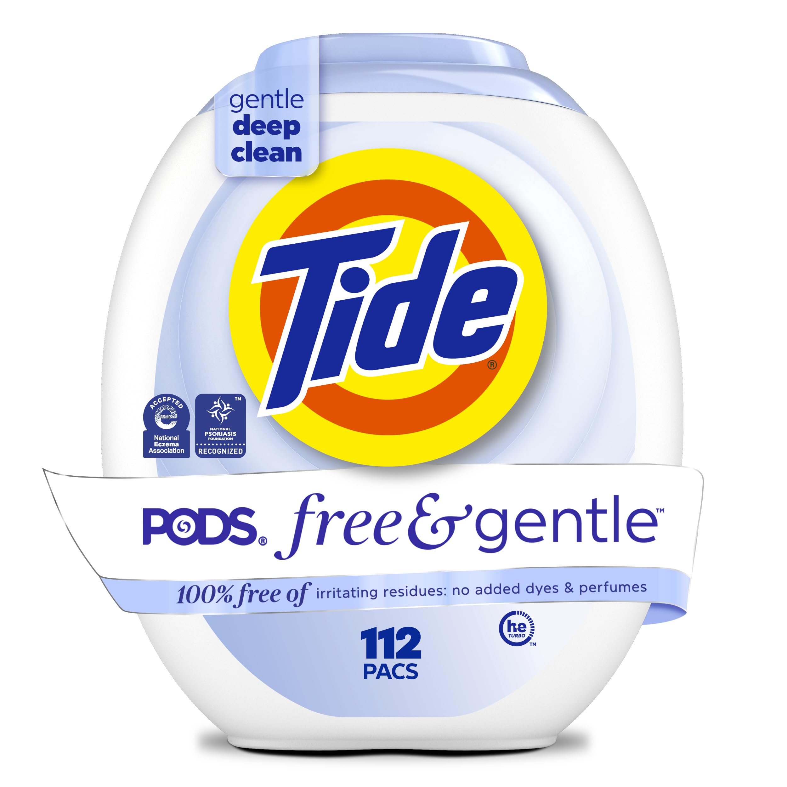 Tide PODS Free & Gentle Laundry Detergent Pacs, 112 Count