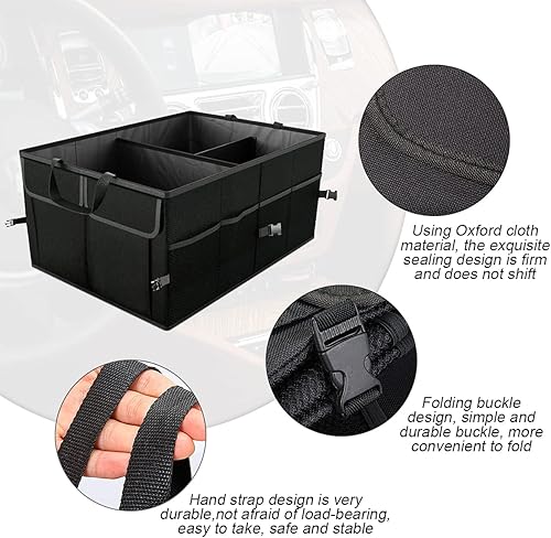 Miniatura 3 de Organizador de maletero de automóvil, caja de almacenamiento de carga plegable, gran capacidad, organizador de maletero para automóviles, vehículos,