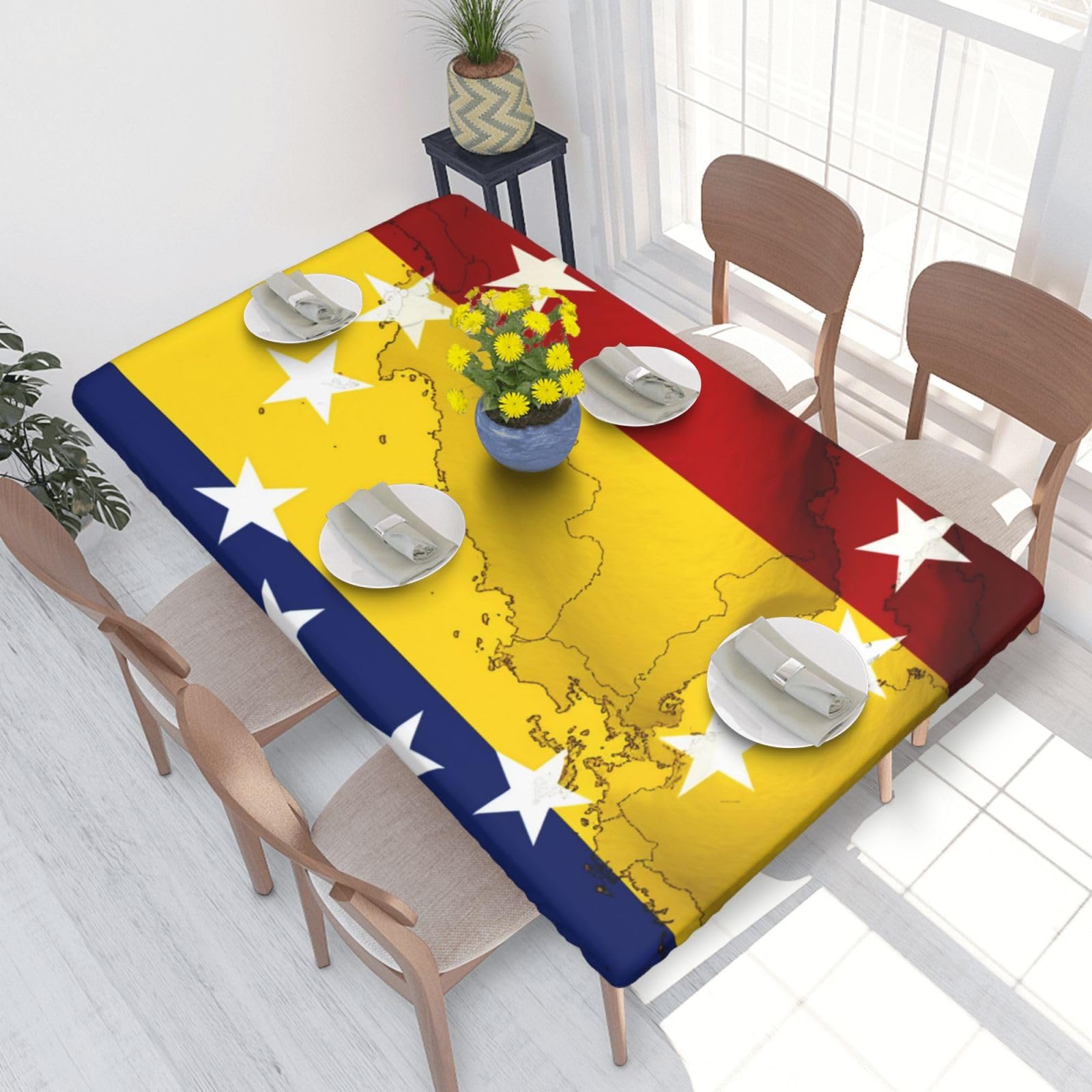 WPKJU Venezuela Flag Printed Tablecloths 4ft Rectangular Table Covers Washable Polyester Decorative Table Cloth for Dining Table Picnic Wedding