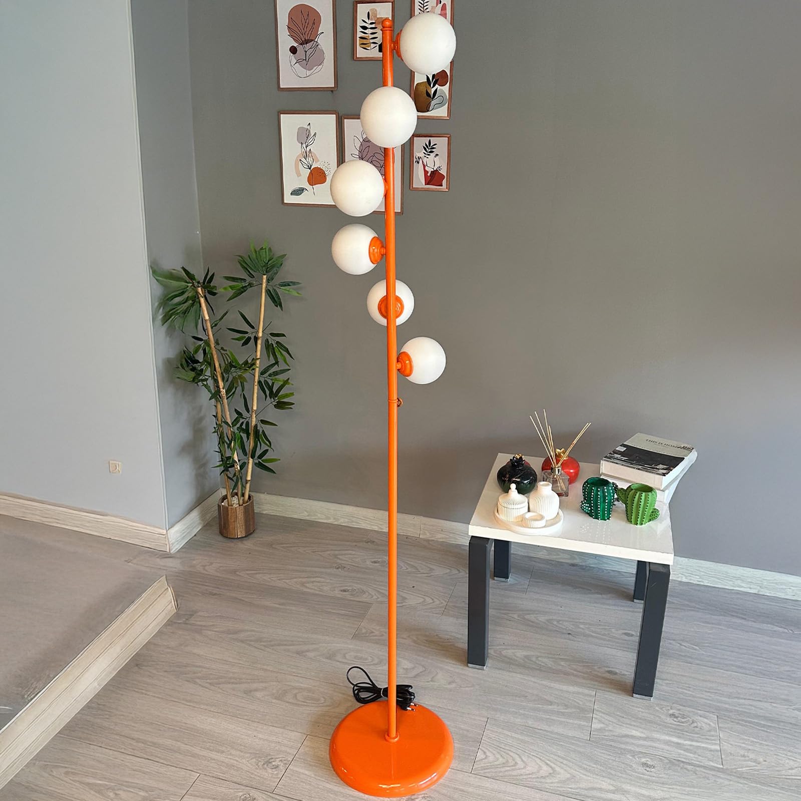 bamyum Metall, Moderne, Stehlampe Wohnzimmer, Schlafzimmer, Kinderzimmer mit G9 Fassung, Stehleuchte Orange