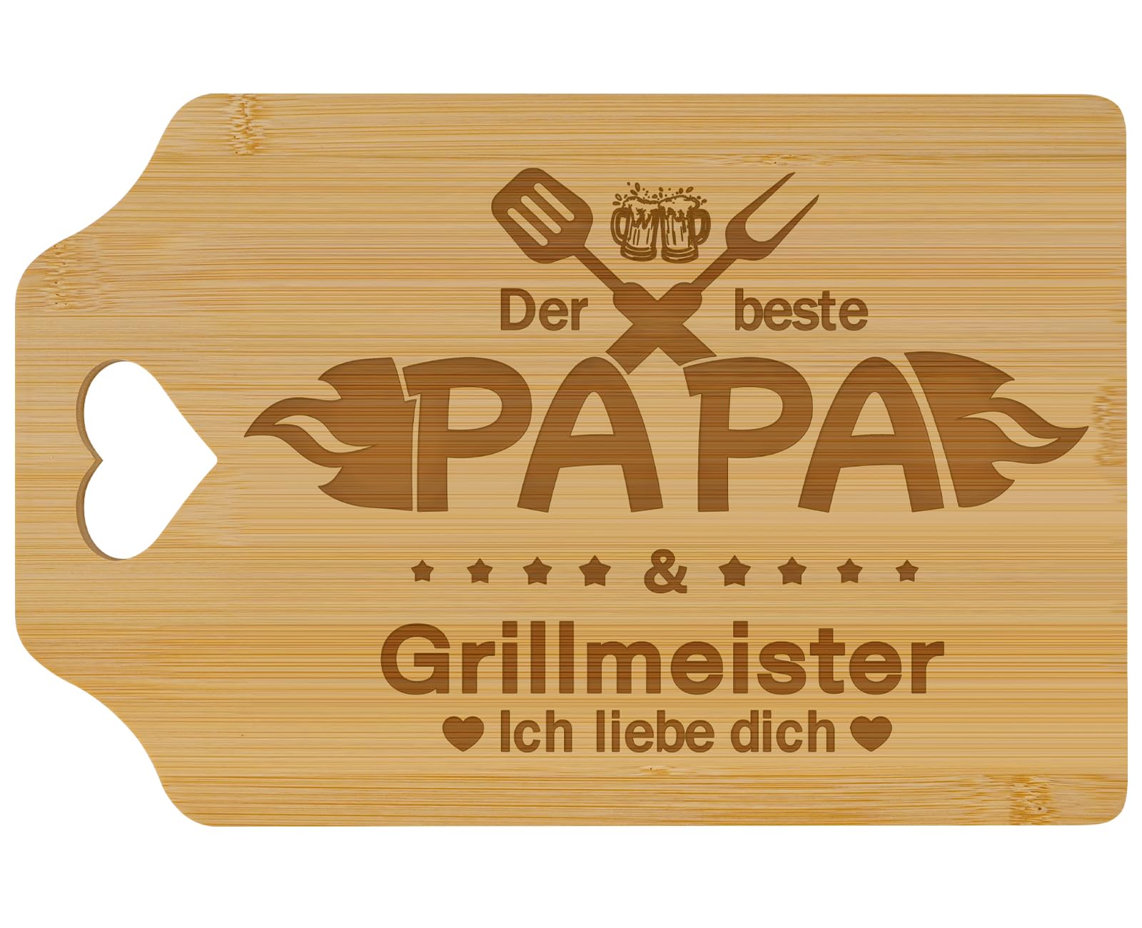 Zindoo Geschenke für Papa, Bambus Schneidebrett mit Gravur für Papa, Praktisches Küchenbrett für Grillmeister – Geschenk zu Vatertag, Geburtstag & Weihnachten