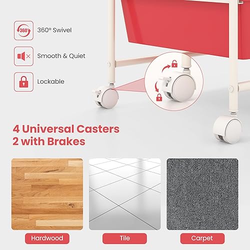 Vista 171 de Giantex - Carrito rodante, 10 cajones, organizador para aula, carrito de almacenamiento con ruedas para útiles escolares, de oficina, hogar, Negro