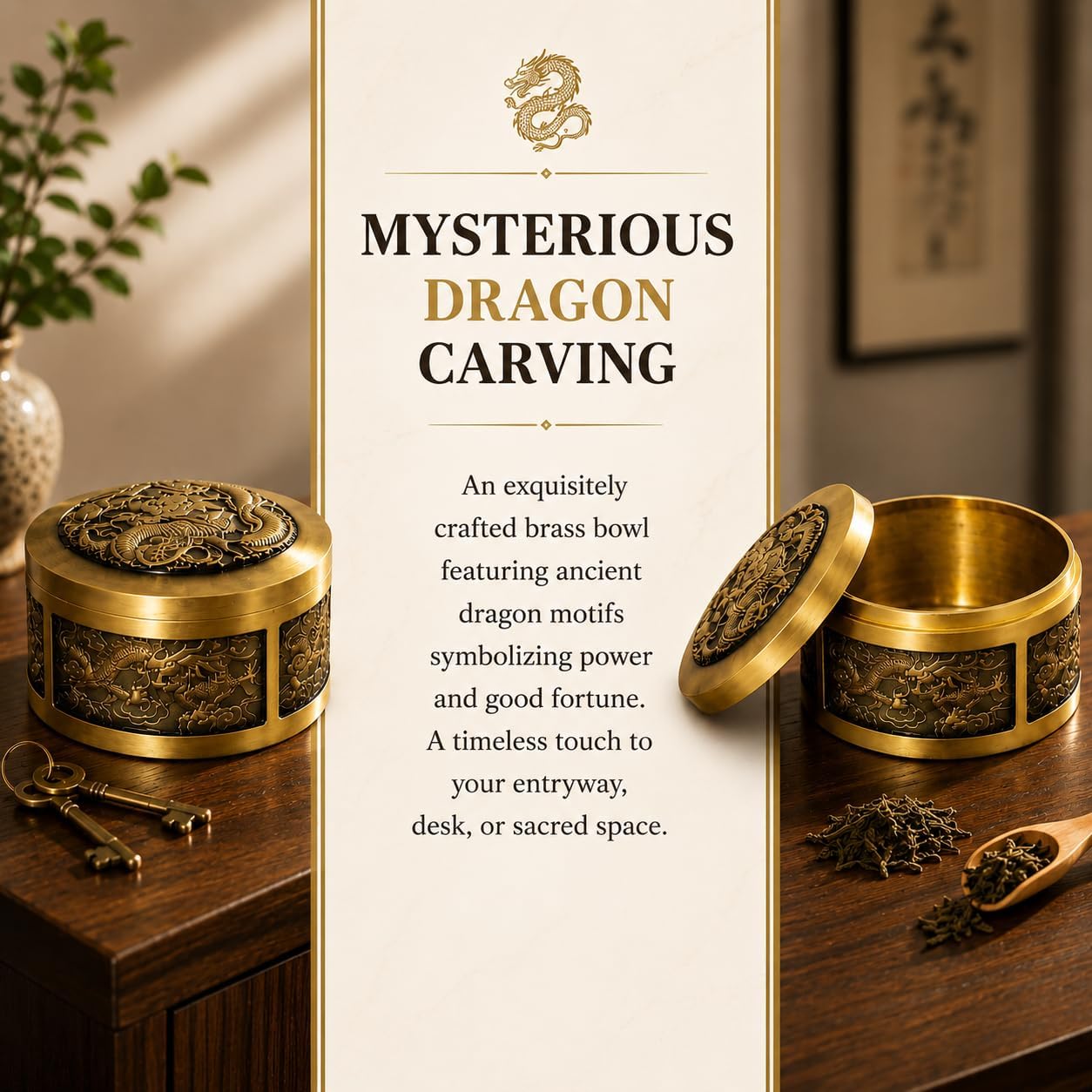 Solid Pure Brass Decorative Bowl with Lid, Small Catch All Jewelry Box