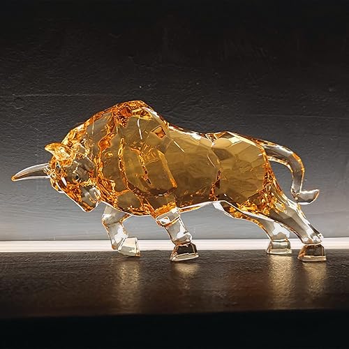 FengShui Wall Street - Estatua de toro de acrílico para pared, escultura de toro en casa, oficina, escritorio, adorno decorativo de 8.7 pulgadas de