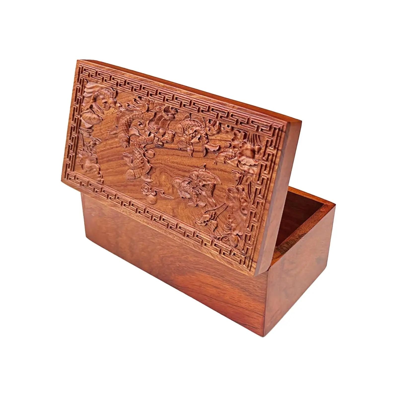 YShiuoL Wooden Storage Box Wooden Jewelry Organizer Box Vintage Jewellery Trinket Case Keepsake