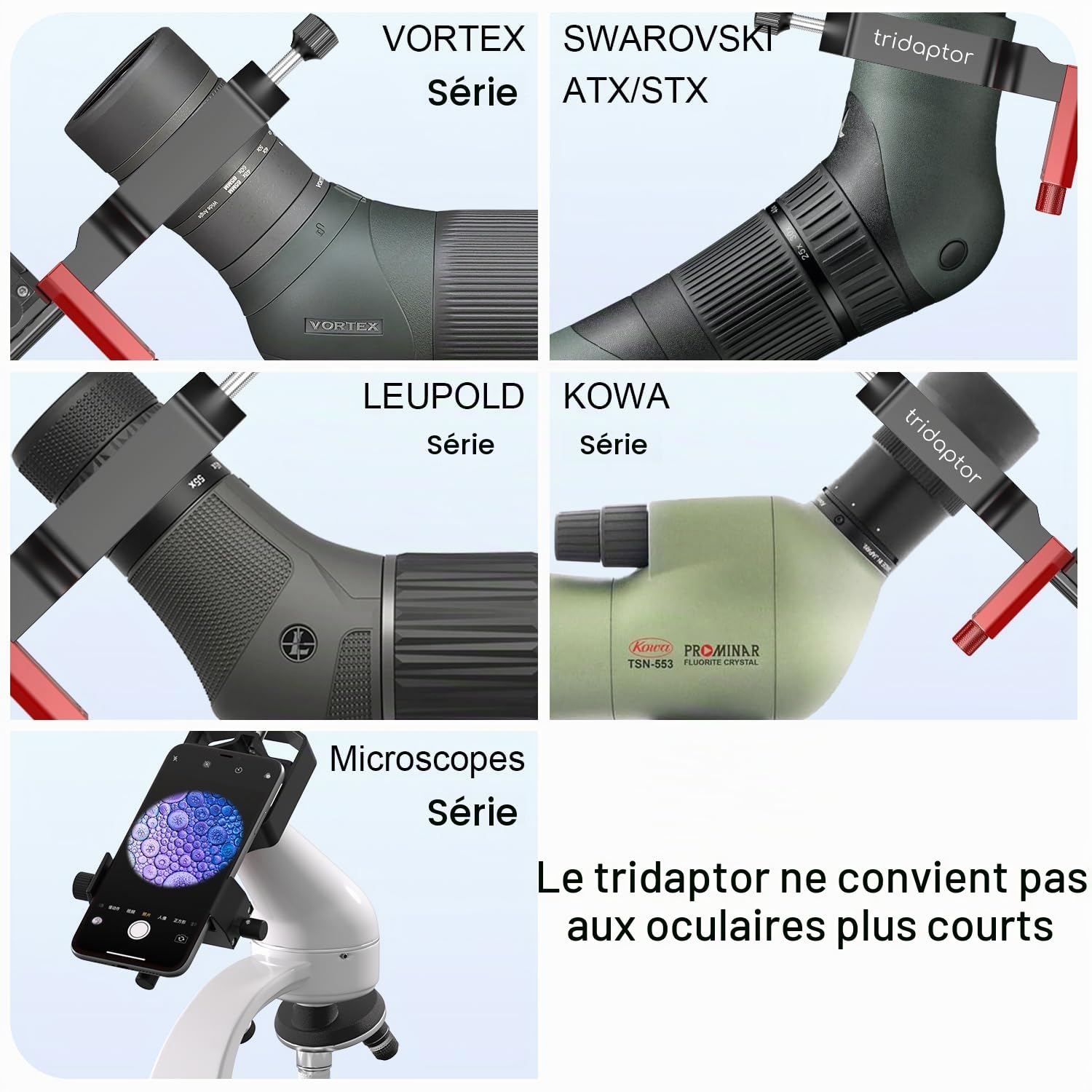 Adaptateur numérique Universel de Haute précision à 3 Axes : TRIDAPTOR Support en métal pour connecter Smartphone au télescope télescope Microscope monoculaire jumelle (tridaptor sans Bluetooth)