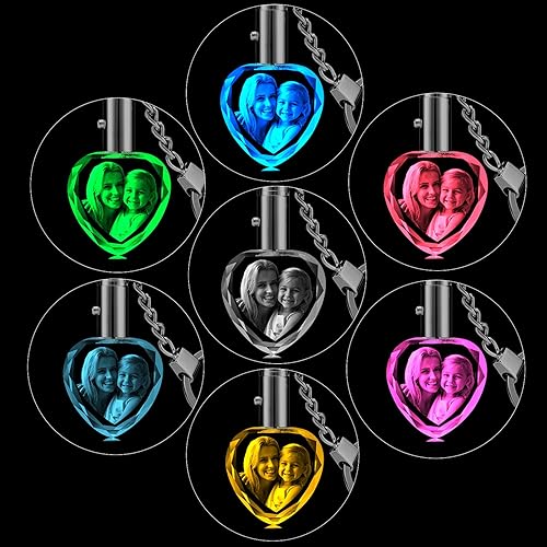 Miniatura 6 de YanNanKe Llavero de cristal personalizado con foto personalizada con grabado láser