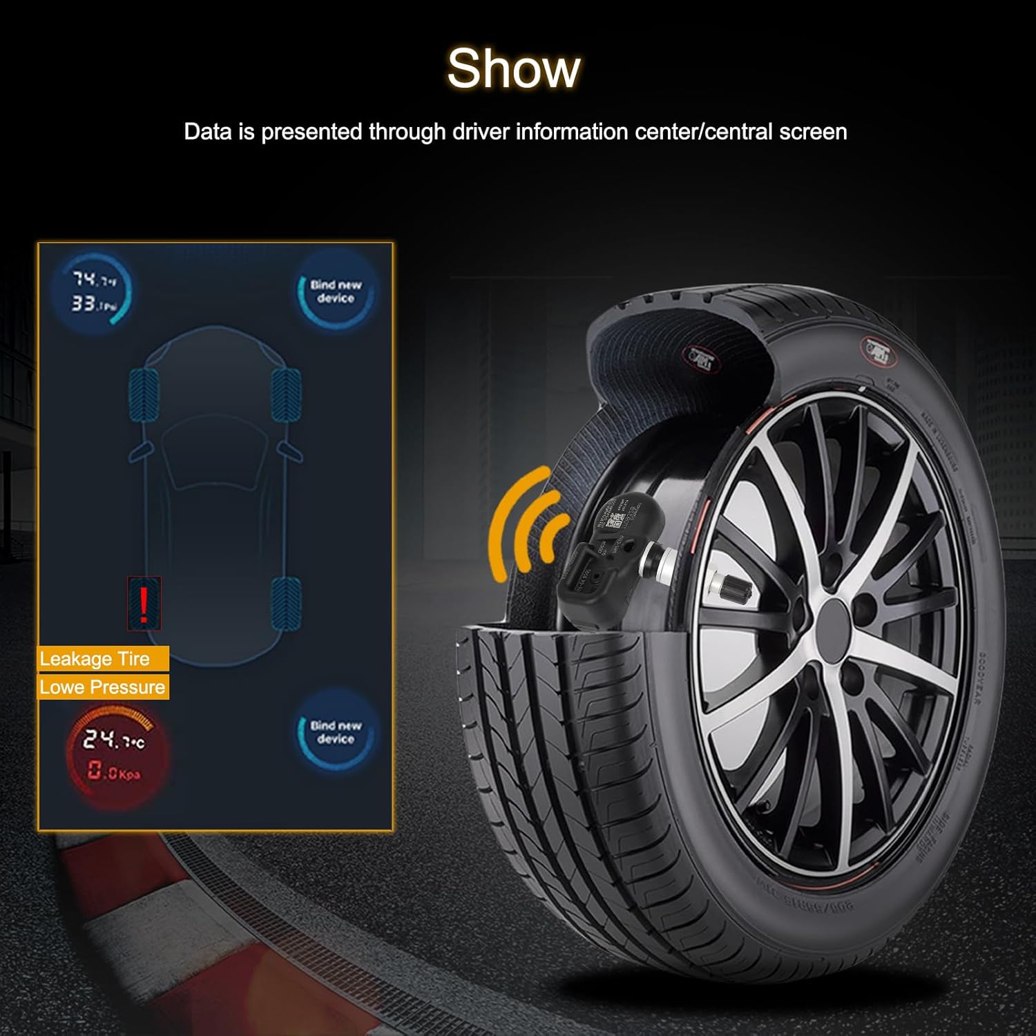 ROADFAR TPMS Sensor, 315MHz Tire Pressure Sensor Fits 2015-2022 For Lexus 2015-2022 For Toyota Replaces 42607-06030 42607-02100 42607-04020 4Pcs