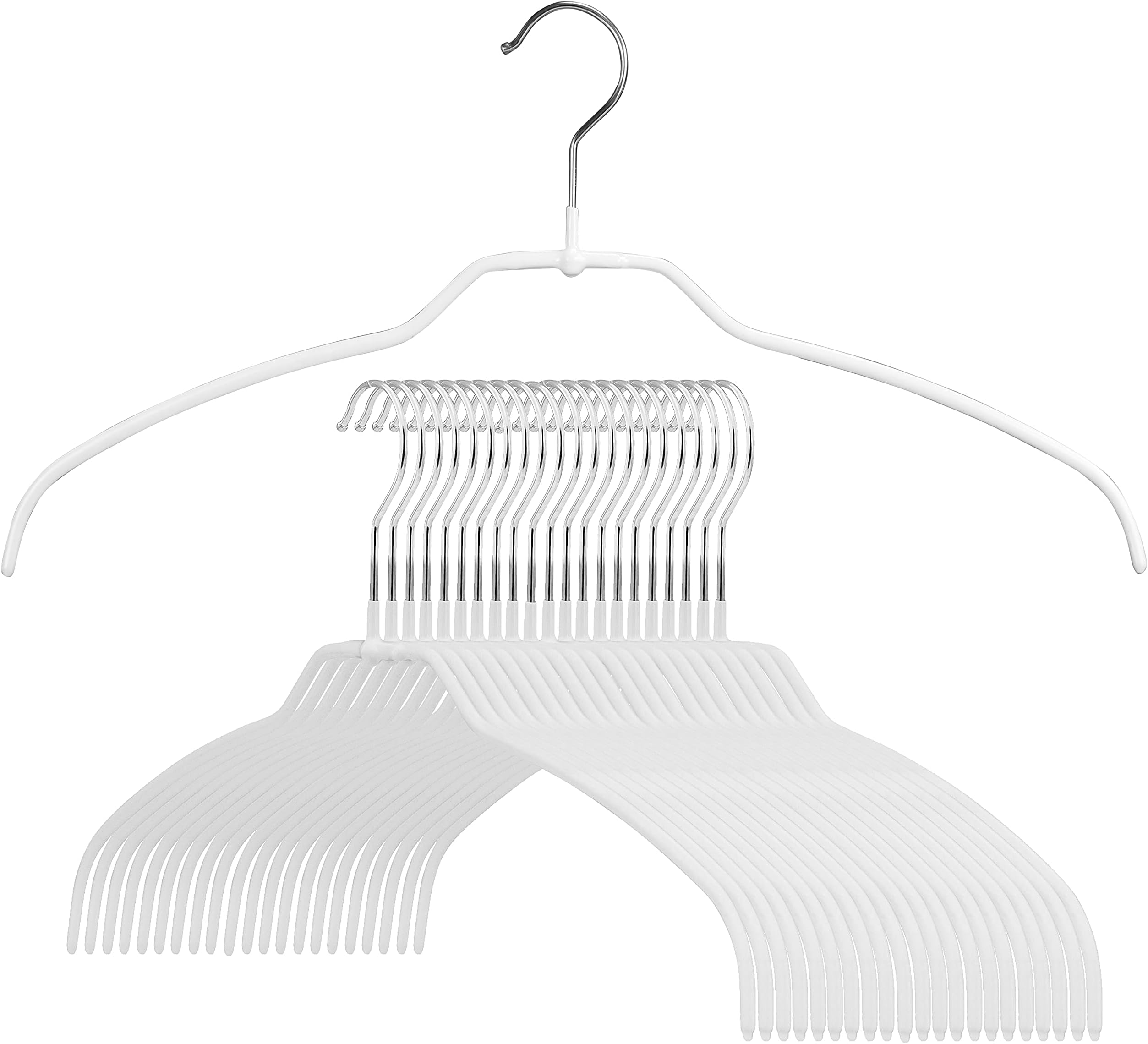 Mawa Reston Lloyd Silhouette Ultra-Thin Series, Non-Slip Space Saving Shirt Hanger, Style 42/FT, Pack of 20, White, 20 Count
