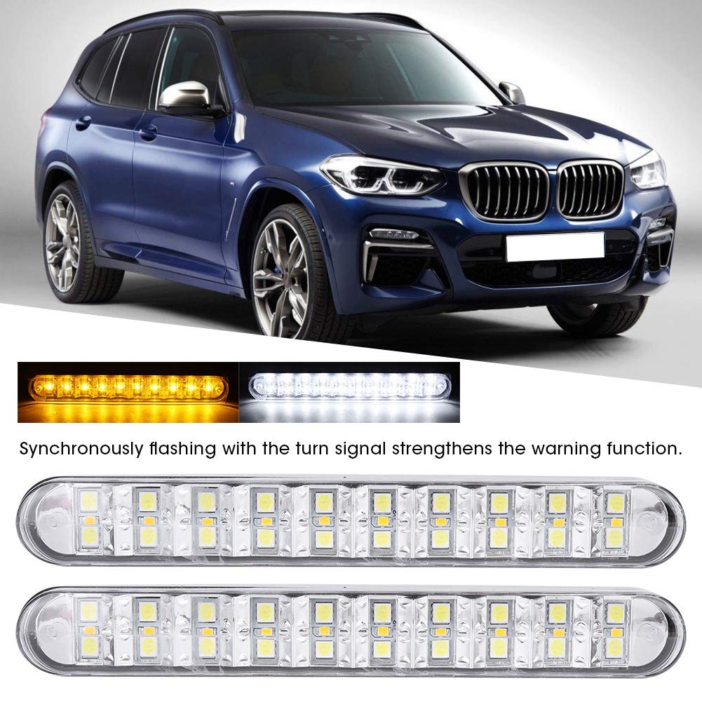 Światła do jazdy dziennej, światła do jazdy dziennej Led, akrylowe światło Led 5050 30led podwójne kolory światła do jazdy dziennej Drl Turn Lamp Fit for Car