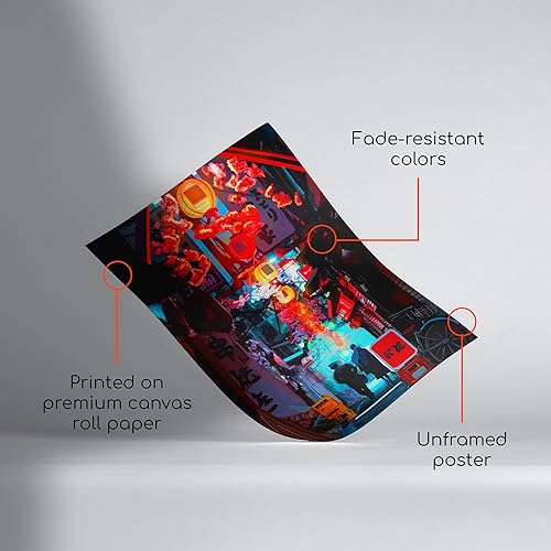 Miniatura 2 de Póster japonés impreso  Obra de arte de ciudad nocturna en rollo de lienzo  Arte de Tokio animé para pared  Póster de decoración de pared de ciudad