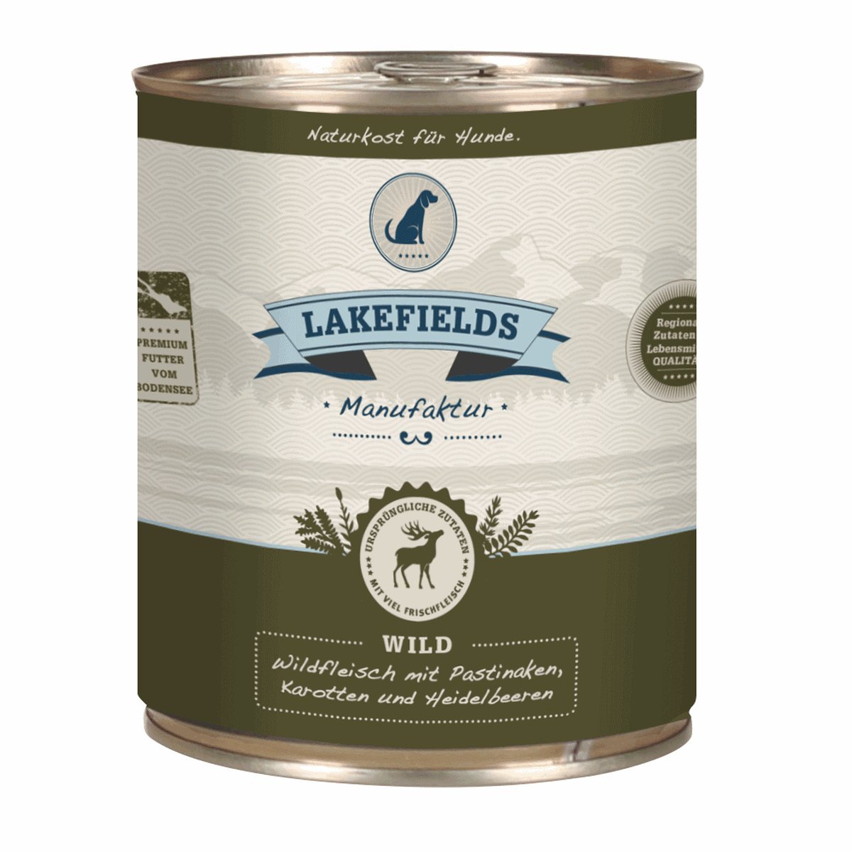 Lakefields MANUFAKTUR Nassfutter MENÜ WILD 59% Fleischanteil für Hunde 12x800g
