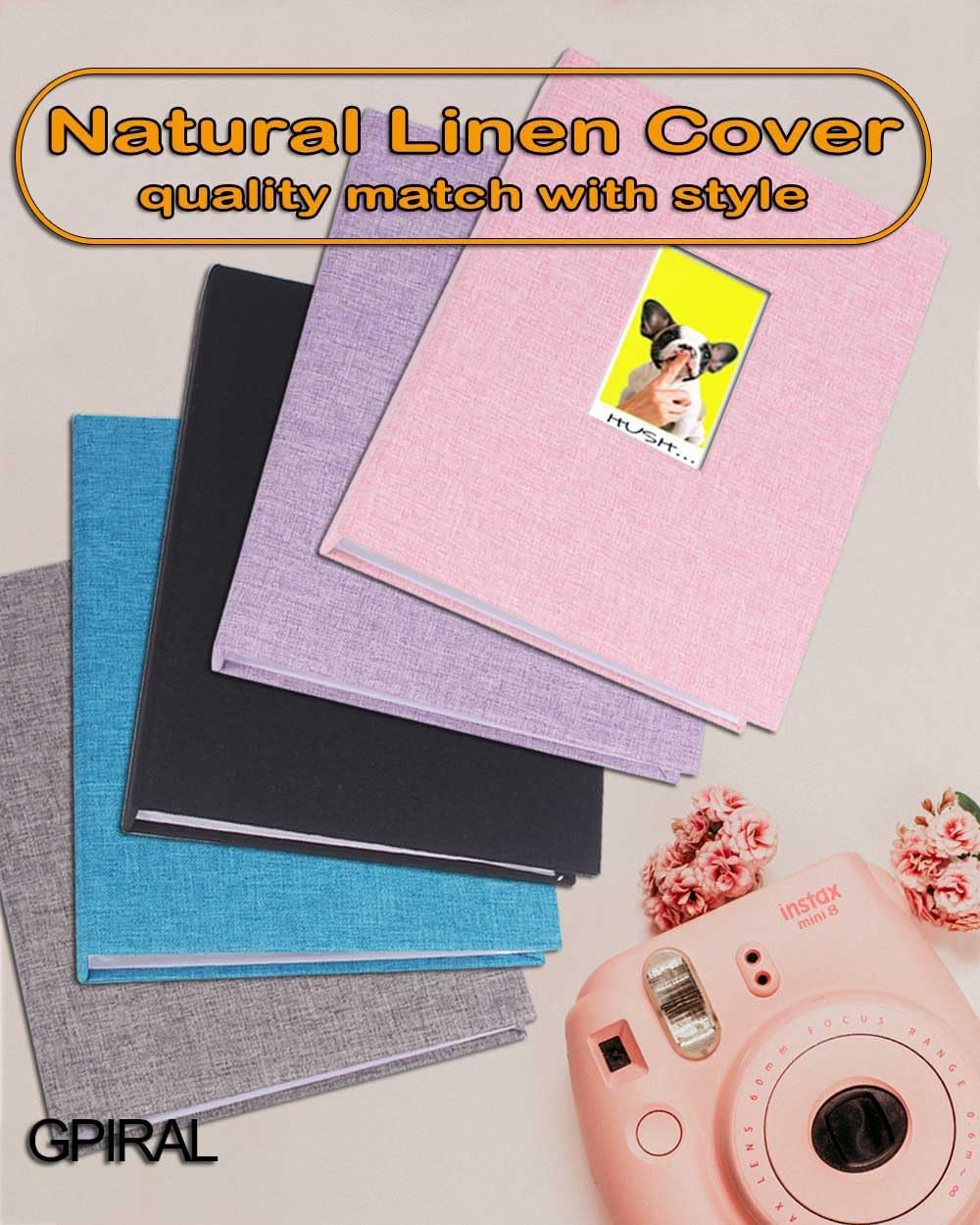  Mini Polaroid Photo Album Book 208 Vertical Photos - Linen 2x3 Photo Album Compatible with K-pop Photocards, Fujifilm Instax Mini Film 7s 8 9 11, Polaroid Snap/PIC 300, Zip Printer, Beige thumbnail
