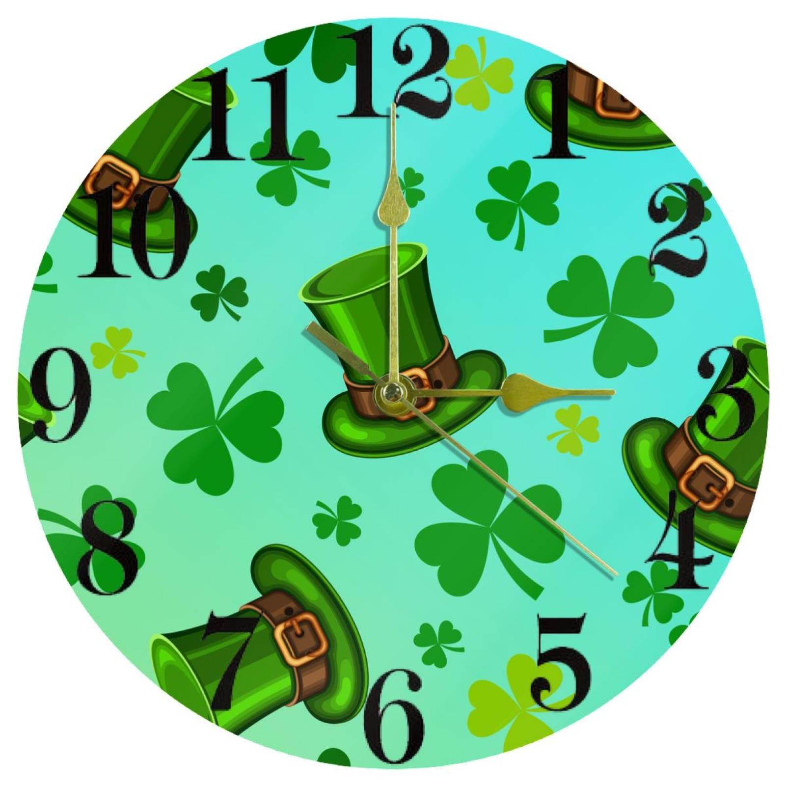 Horloge murale ronde à quartz à offrir pour célébrer la Saint-Patrick