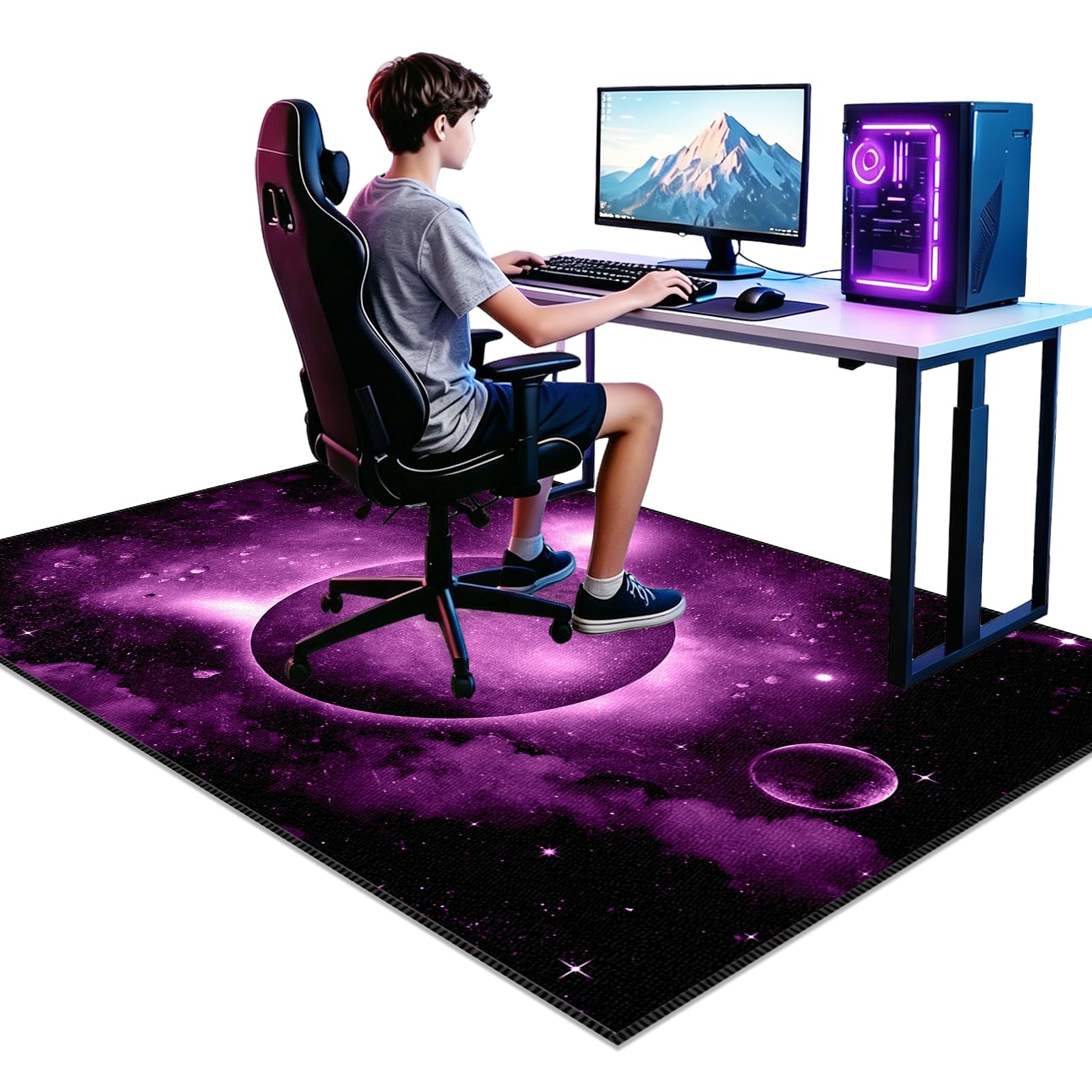 Voxirum Gaming Area Rug for Boys Bedroom 80 x 100cm 3D Game Carpet Floor Mat, Non-Slip Gaming Rug, Play Mat for Living Room Game Room Playroom Decoration Accessories, Kids Gamer Rug Machine Washable