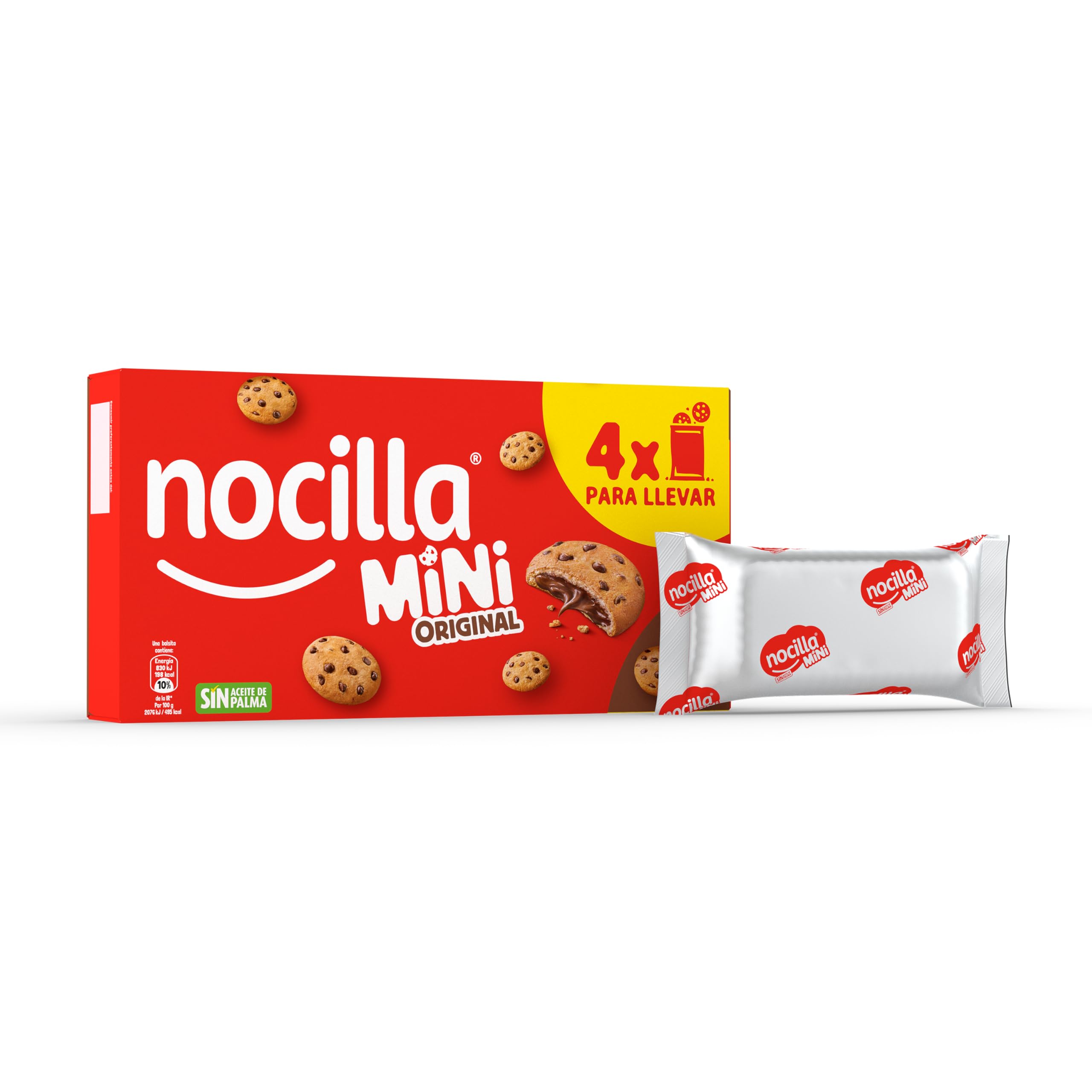 Nocilla Mini Cookies Original Minigalletas con Gotas de Chocolate Rellenas sin Aceite de Palma 160g