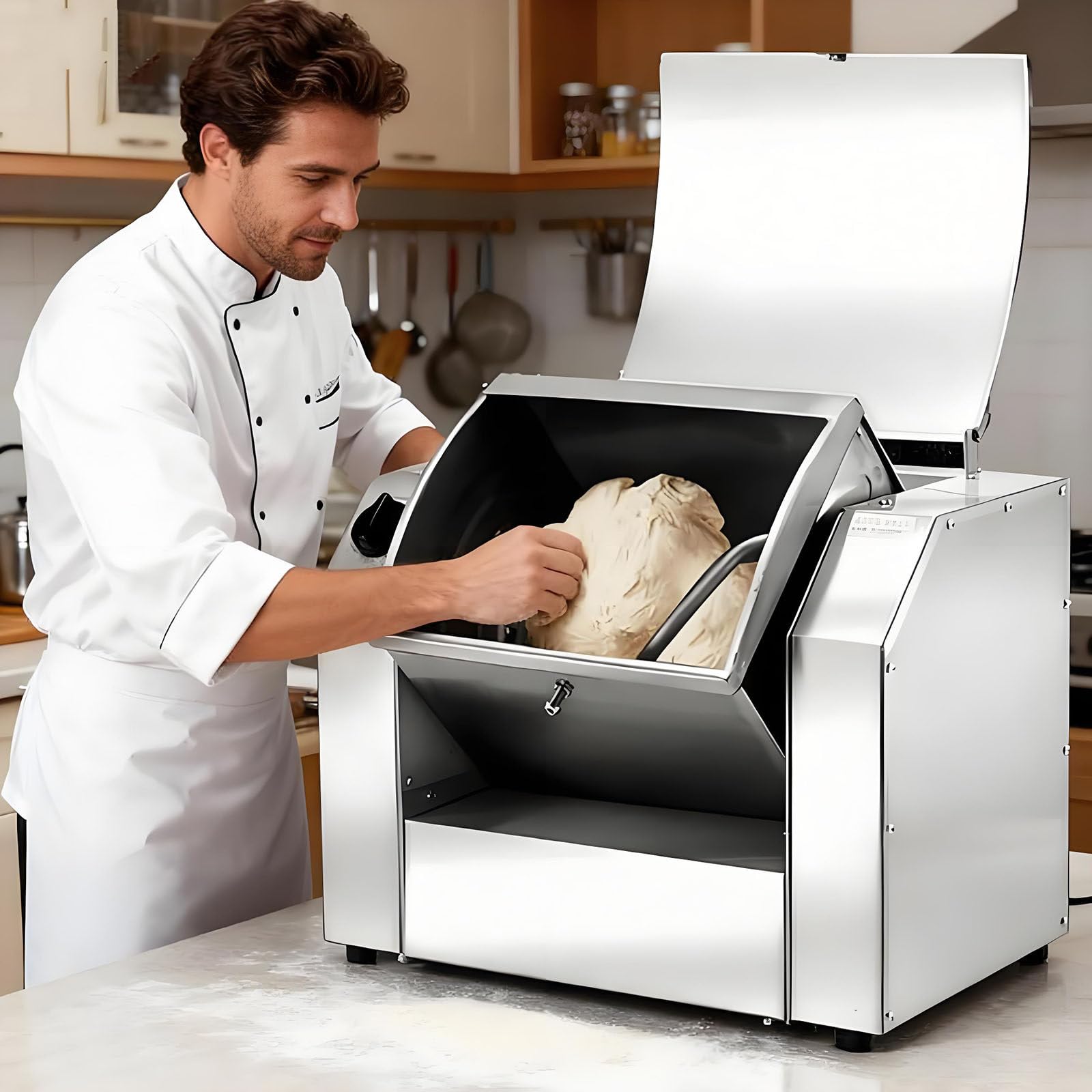 Impastatrice Elettrica, Impastatrice Professionale, Macchina Professionale da 30 kg/H, Macchina in Acciaio Inox, per Preparare Pasta, Pizza, Maionese E Altro 3kg