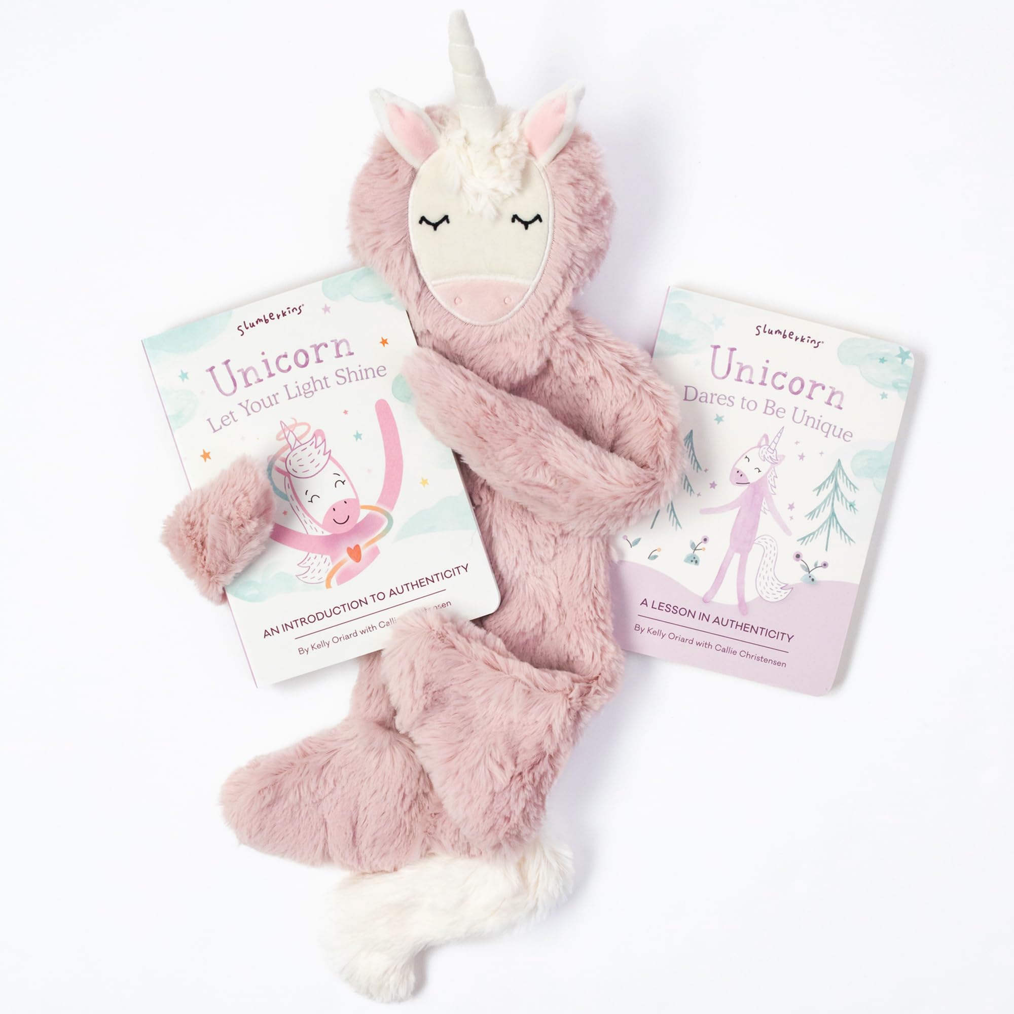 Slumberkins Unicorn Snuggler & 2 Board Books Complete Set Bundle | Promotes Authenticity, Confidence & Healthy Fiendships | Social Emotional Tools for