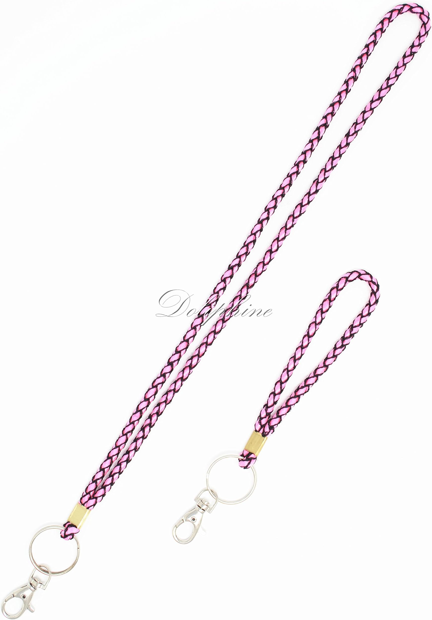 Mesh Braided Fabric LANYARD and Wristlet Keychain for key, ID holder, Cell phone, USB, or Camera (Hot Pink)