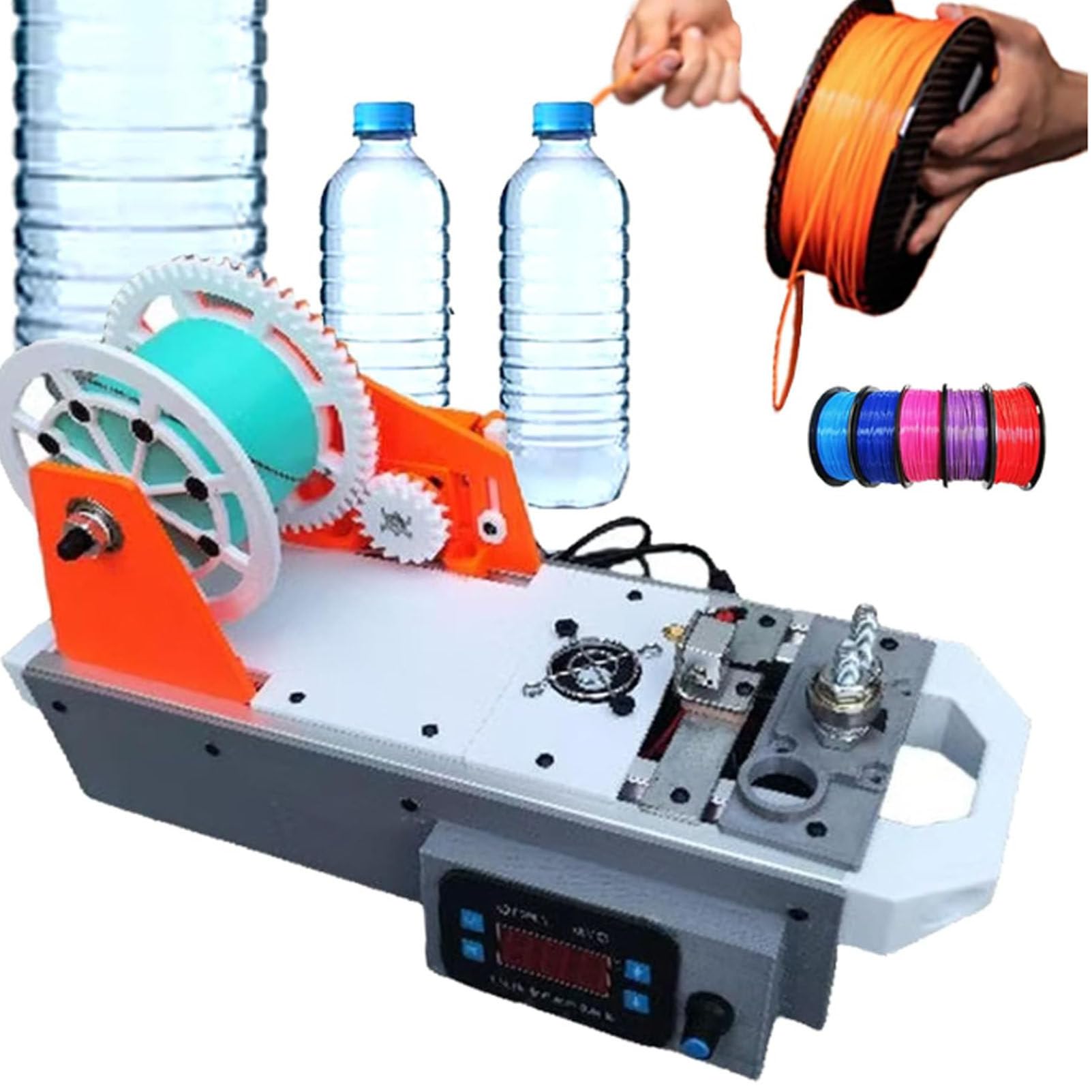 Extrudeuses pour imprimantes 3D, Machine de Fabrication de filaments de Bureau, Recyclage de Bouteilles en Pet recyclé, Filament 3D pultrudé à partir de Bouteilles en Plastique OrangeGray