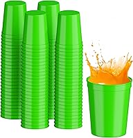 Vista 8 de PartyPrints Paquete de 100 vasos de plástico en blanco reutilizables de 16 onzas, color azul real, vasos para estadios a granel, libres de BPA