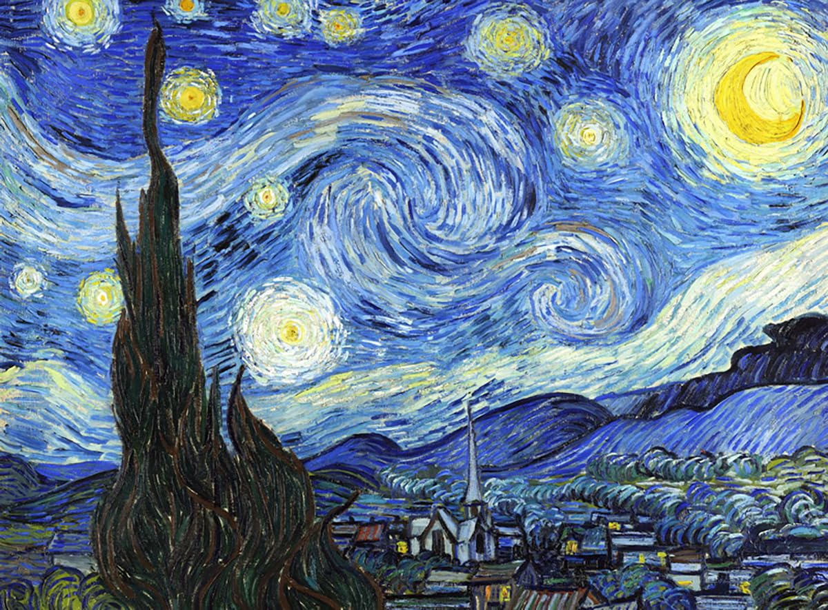 La Noche Estrellada | Vincent van Gogh | Post-impresionismo | Cuadro Canvas Wall Art | Impresion Giclee lienzo algodon puro | Bastidor 3cm