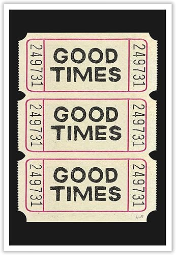 Póster de pared de moda, póster retro de buenos tiempos, impresión de boletos en lienzo blanco y negro, arte de pared retro de moda para bar,