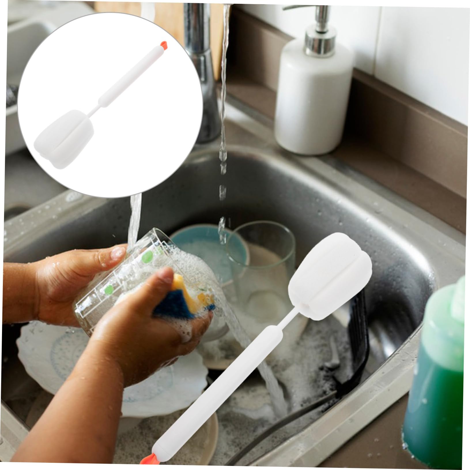 MOLUCKFU Cup Washing Brush Cleaning Brush Sponge Brushes Water Bottle Cleaning Brush Cleaning Brushes for Household Use Water Bottle Cleaner Brush Cup Sponge Brush White Scouring Pad
