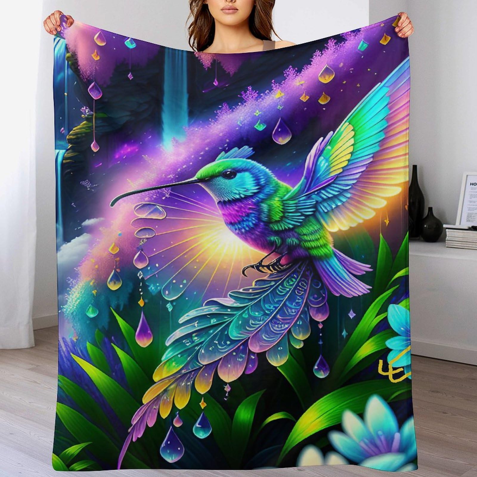 Couverture oiseau mignon en flanelle douce 180x200cm pour lit et canapé