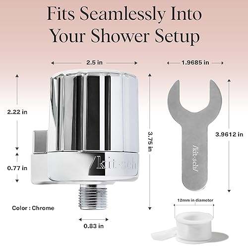 Miniatura 5 de Kitsch Filtro de cabezal de ducha para agua dura, filtro de ducha con KDF-55 y sulfito de calcio, ayuda a reducir el cloro y las impurezas,
