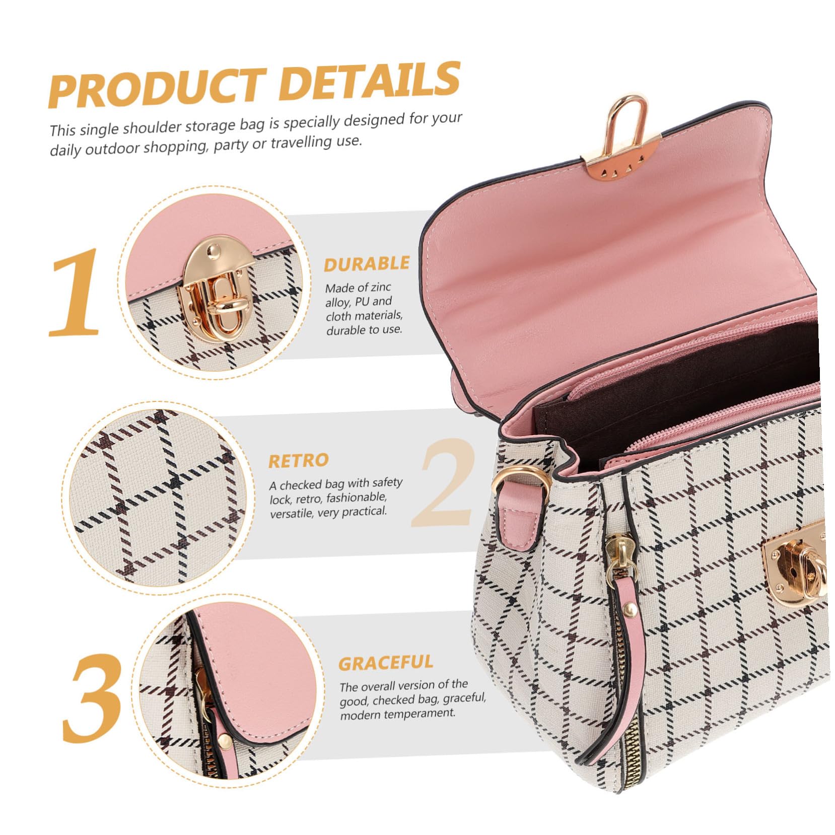 ORFOFE Bolso Bandolera Mujer Estilo Coreano Resistente y Compacto Bolso Hombro Cruzado con Capacidad para Móvil y Cosméticos Material PU y Aleación de Zinc