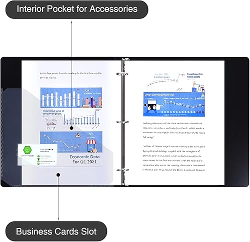 Miniatura 2 de Carpeta básica de 3 anillos de 1 pulgada con bolsillos de 1 pulgada flexible para la escuela con capacidad para 200 hojas de tamaño carta de Estados