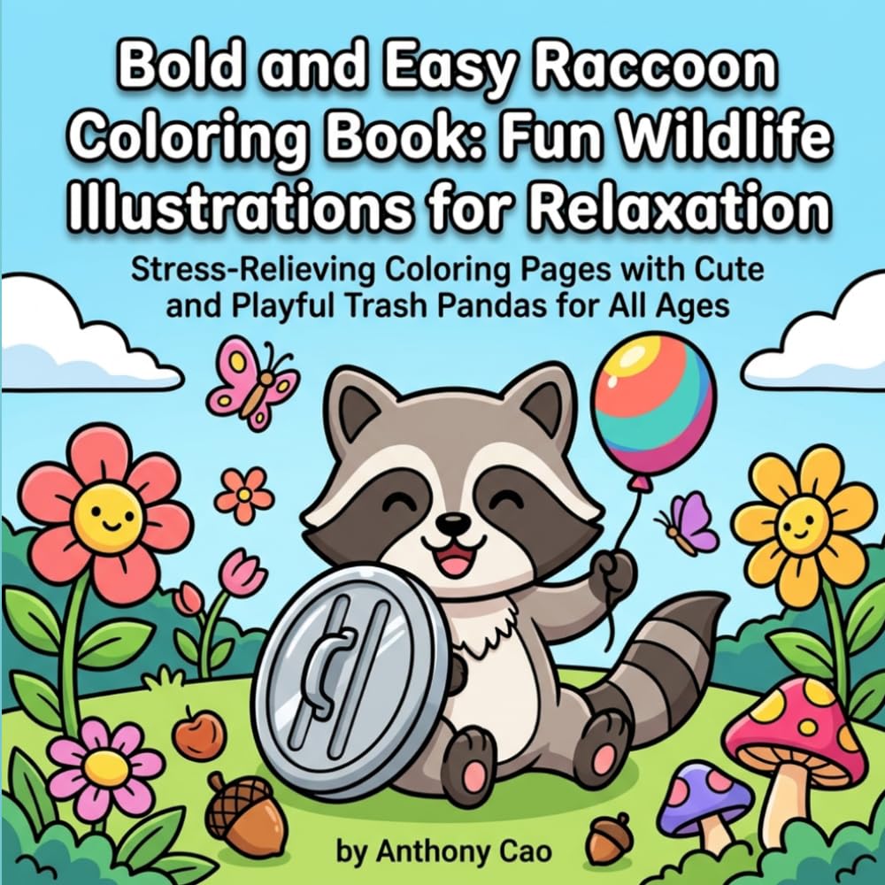 Bold and Easy Raccoon Coloring Book: Fun Wildlife Illustrations for Relaxation: Stress-Relieving Coloring Pages with Cute and Playful Trash Pandas for All Ages