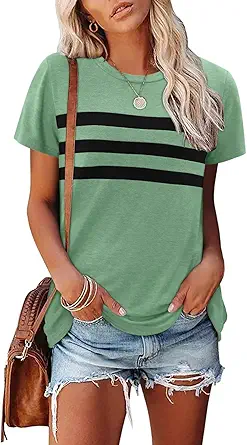 KISSMODA Summer Short Sleeve T Shirt Loose Fit Casual Dressy Women Top 2025 Trendy Ladies Fashion Blouses(S-3XL)