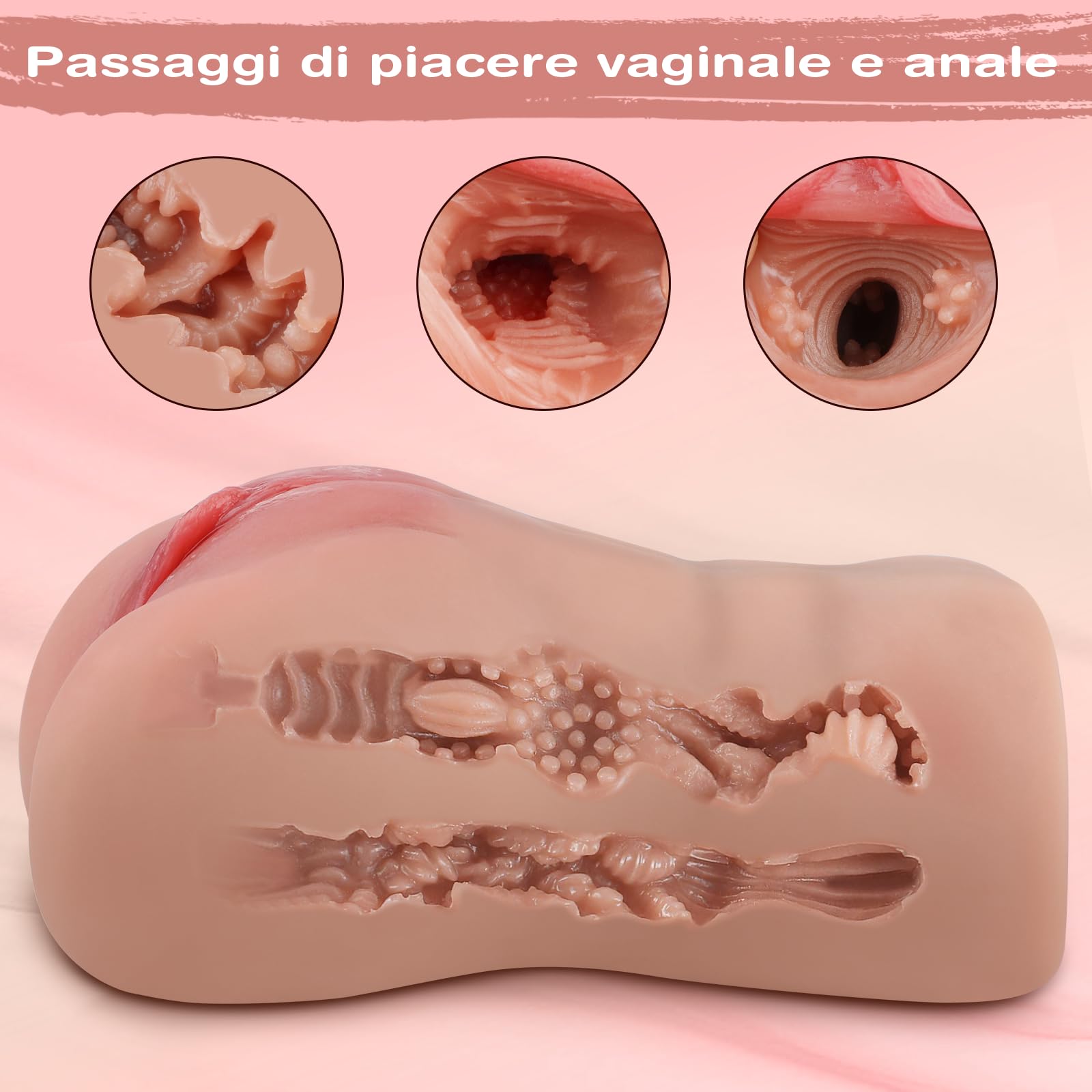 Masturbatore Uomo Sex Toys - Sex Toy Realistico Masturbatori per Uomini Maschile Tascabile Reale Giocattolo Erotico per Sesso, Stretta Apertura Anale Pompino per Gli con 3D Vagina Giocattoli Sessuali