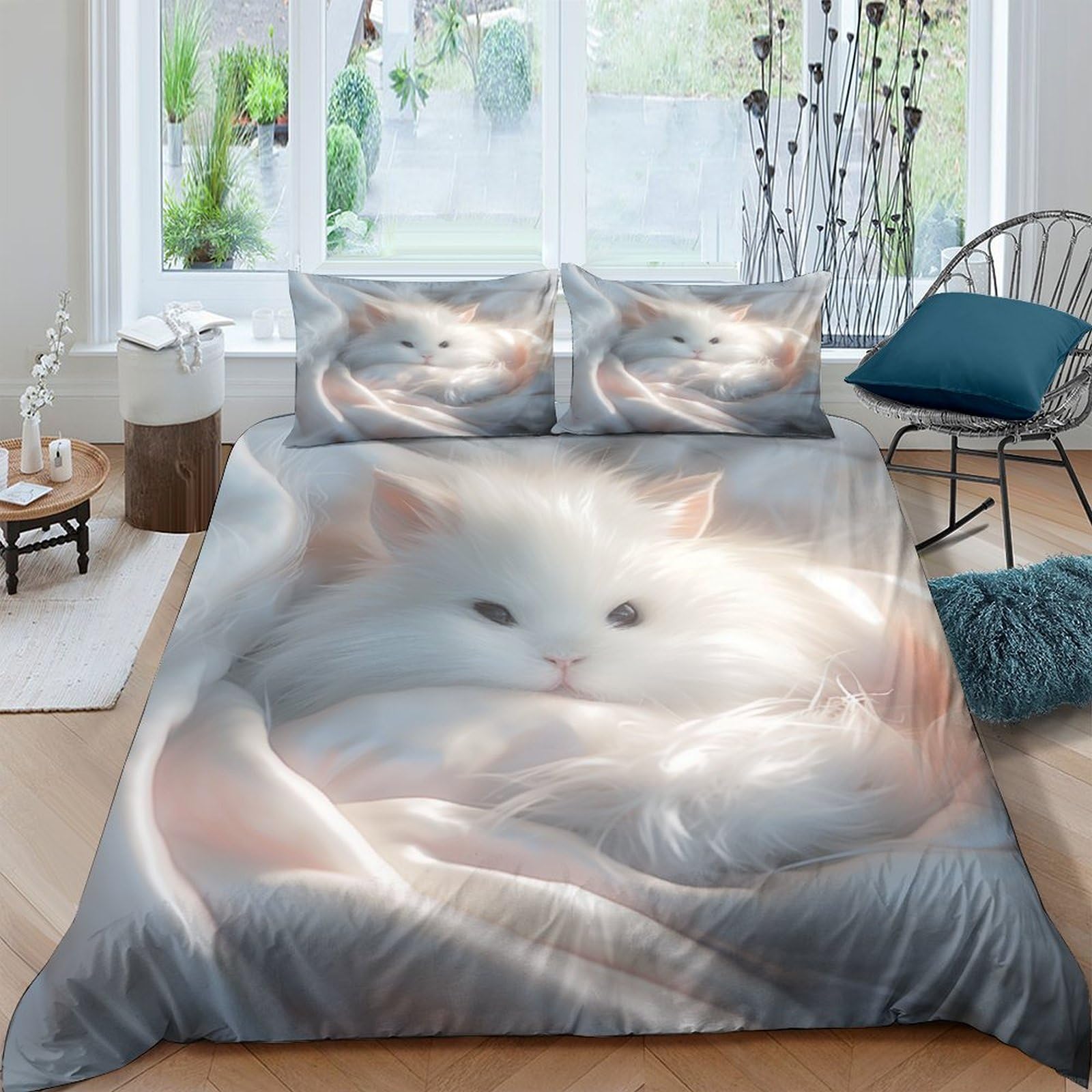 Housse de couette anti-plis et facile à fermer pour grand lit double