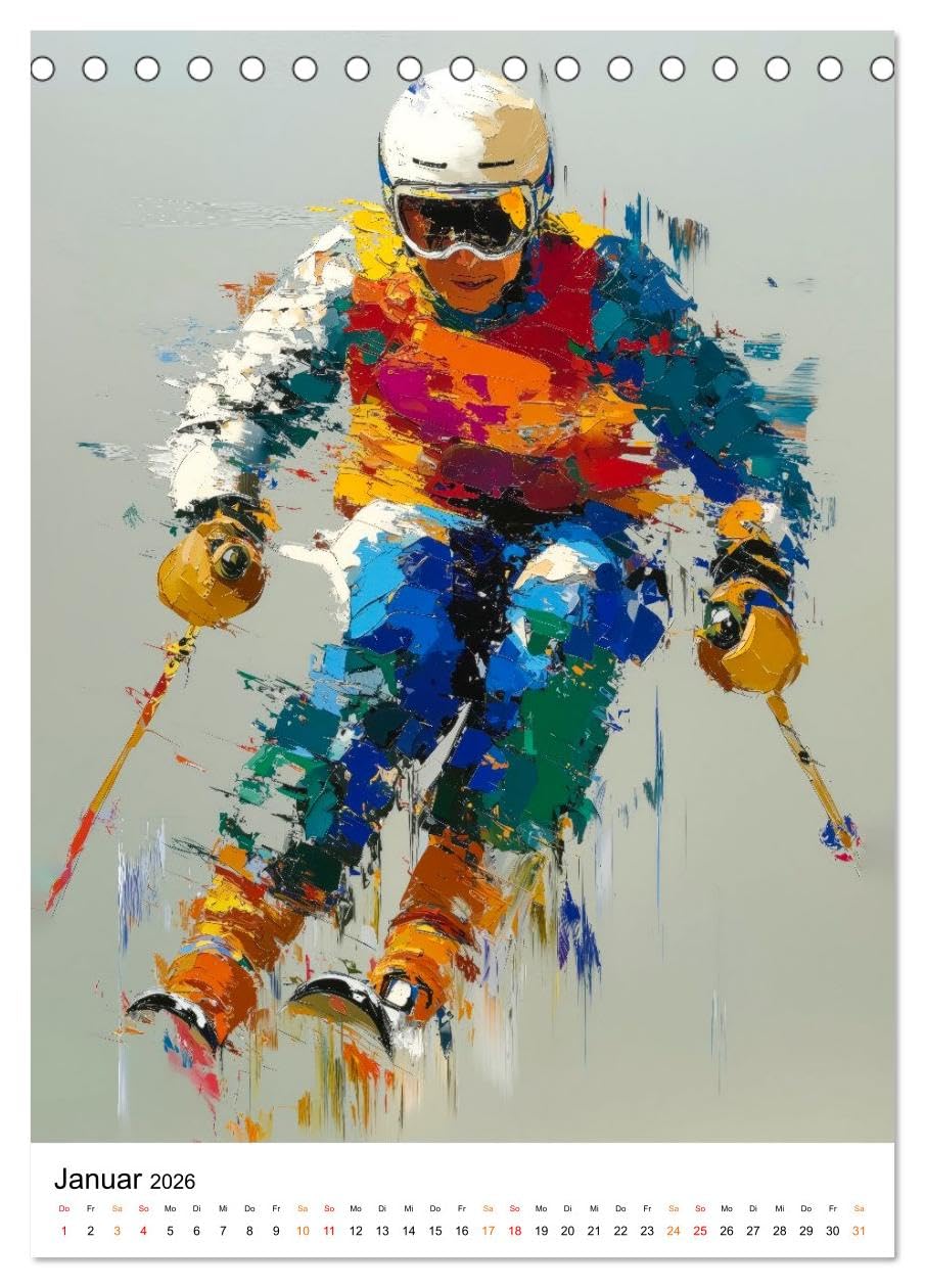 Sport in Farben (Tischkalender 2026 DIN A5 hoch), CALVENDO Monatskalender: Bewegung und Dynamik treffen auf kreative Komposition.
