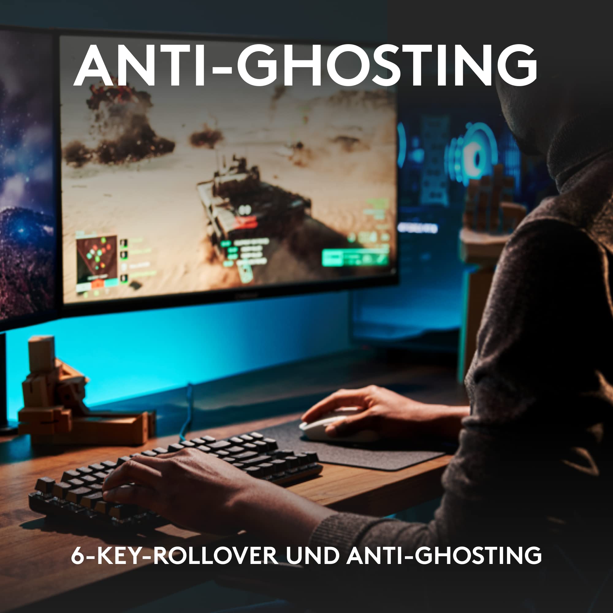 Logitech G413 TKL SE Mechanische Gaming-Tastatur - Mit Hintergrundbeleuchtung und taktilen mechanischen Schaltern, Anti-Ghosting, Kompatibel mit Windows, macOS, Deutsches QWERTZ-Layout - Schwarz
