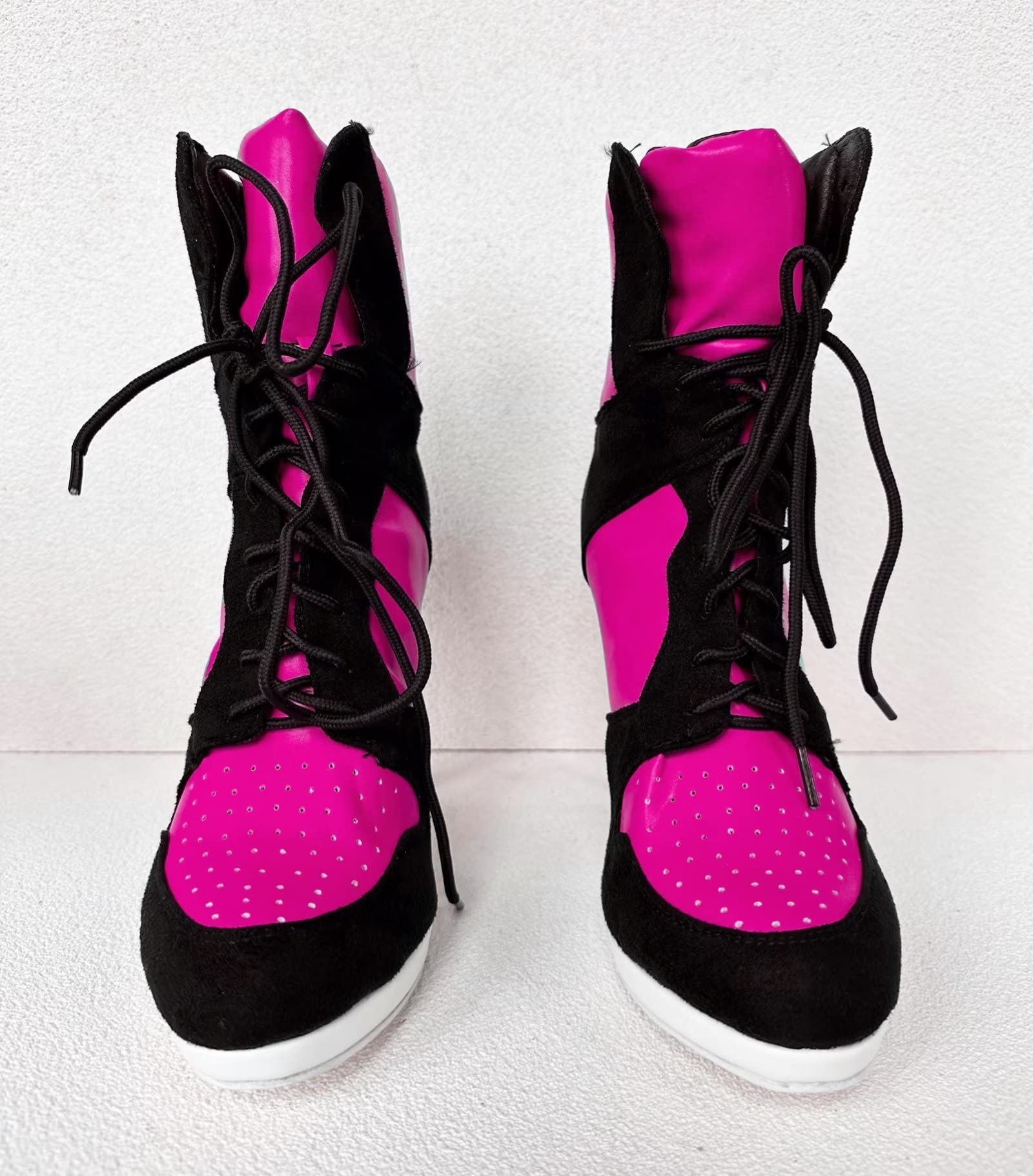 Frankie Hsu Stiletto Sport Basketball Bottines à talons hauts en daim noir classique blanc baskets bottines grandes tailles pour homme et femme