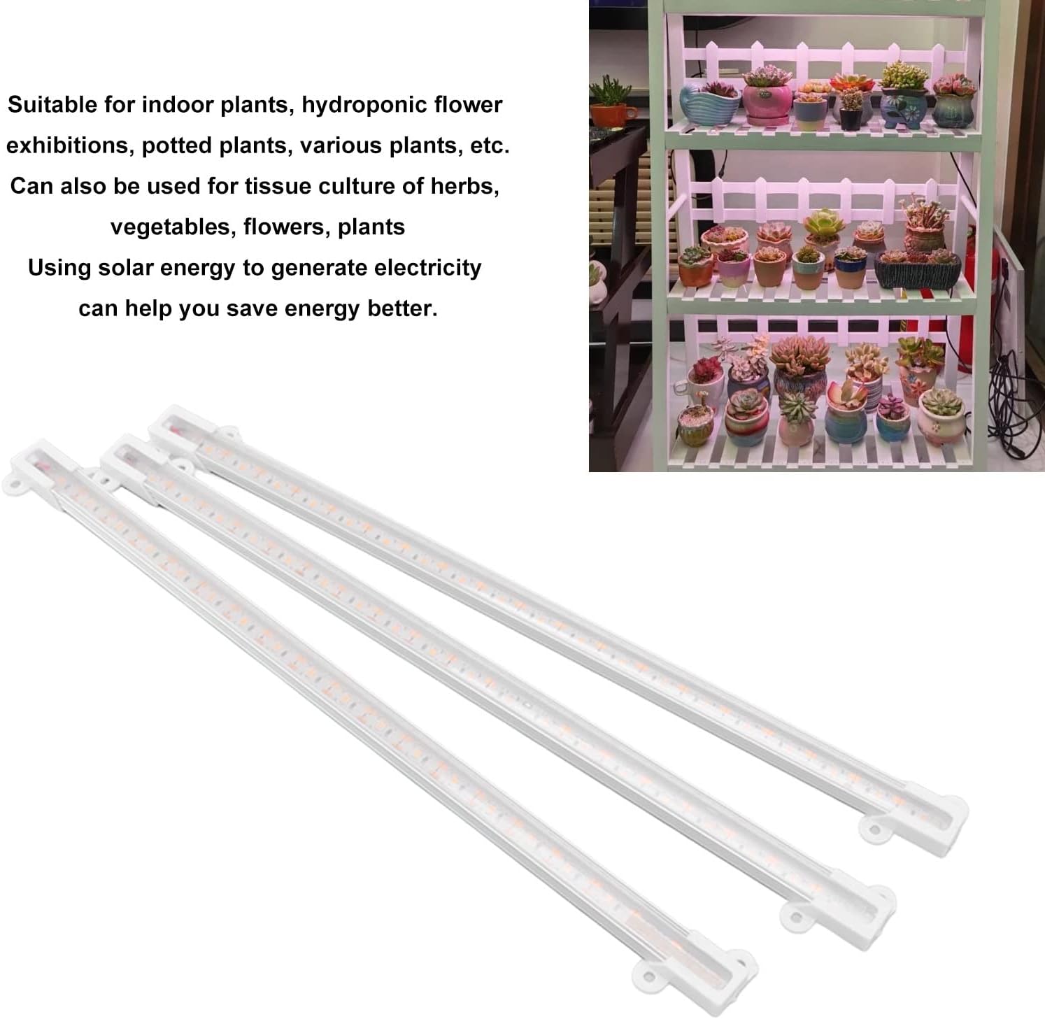 Solar Plant Grow Lamp, LED Plant Grow Light Strip, LED Grow Light for Outdoor Indoor Greenhouse(30W)