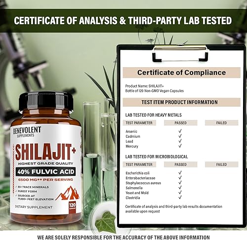 Miniatura 8 de Suplemento Shilajit de 6,500 mg con 40% de ácido fúlvico (alta absorción) | Suplemento mineral Shilajit con más de 85 minerales traza para energía,