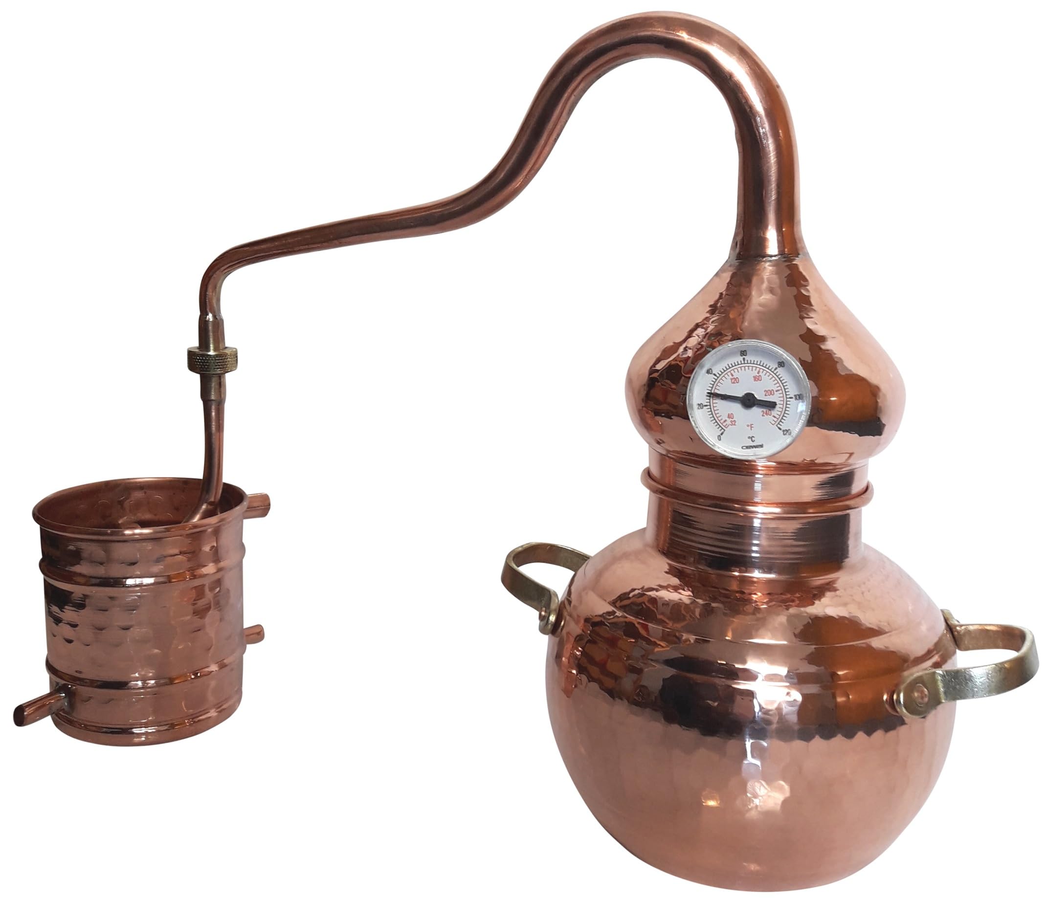 Destille Alambic Classico aus Kupfer 2L mit Thermometer und inkl. Anbrennschutz | Destillieranlage für Hydrolate, Pflanzenwasser, destilliertes Wasser