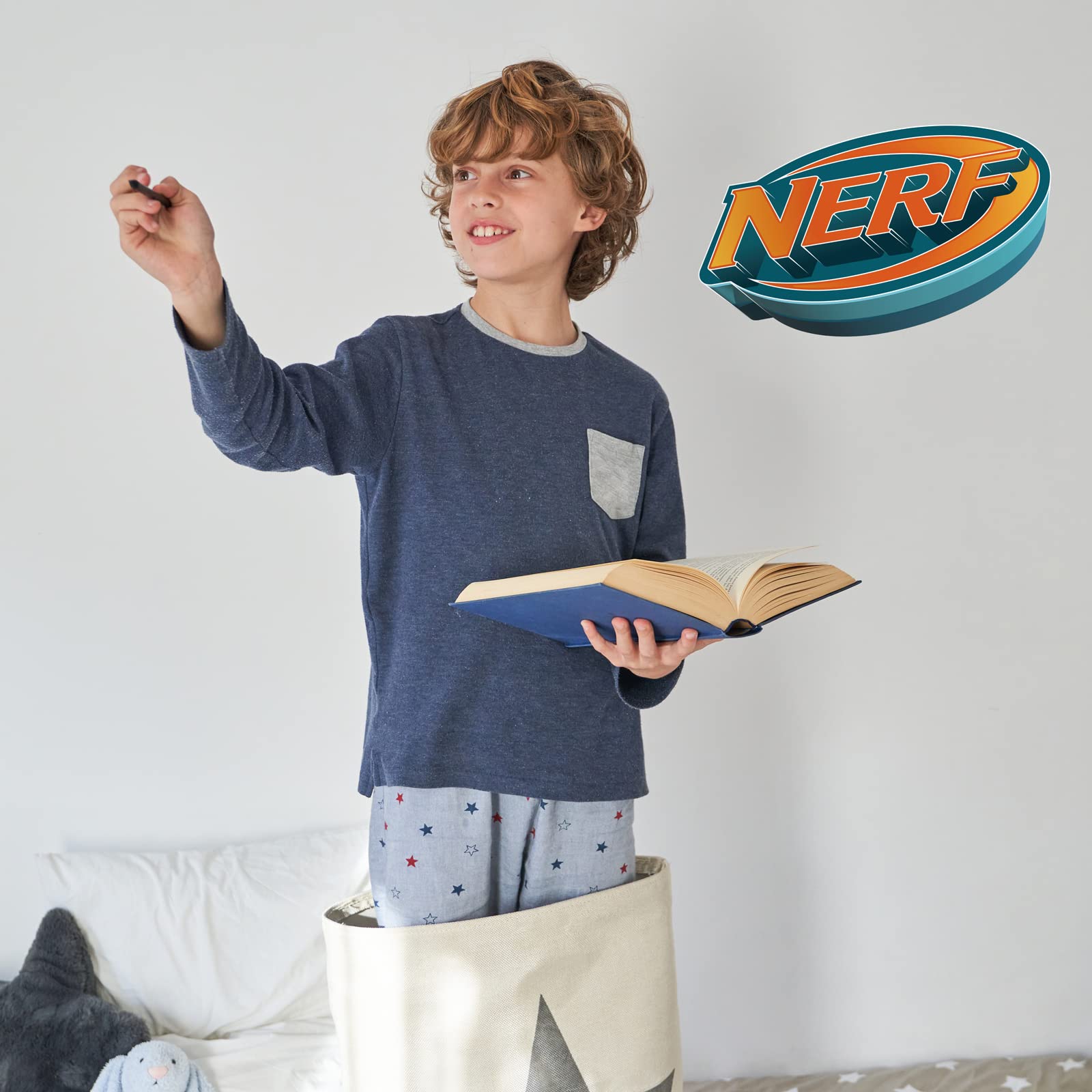 Stickerscape 3D Nerf Logo Nerf Wall Stickers ( - Regular Size) | Official Nerf Wall Decal, Nerf Wall Decor | Nerf Themed Bedroom | Easy To Apply, Cleanly Removable